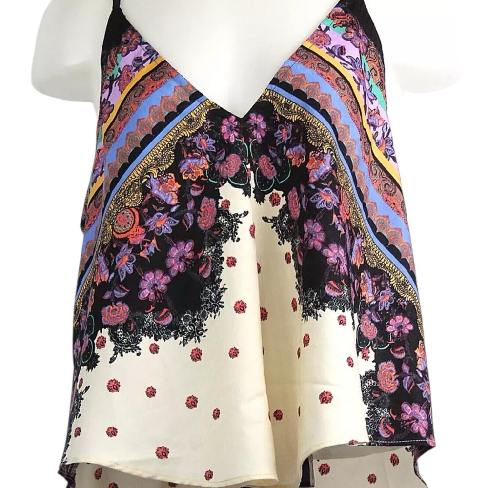 Intimately by free people floaty cropped racerback v-neck floral boho cami top L